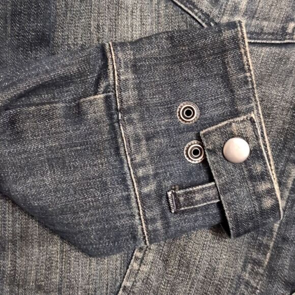 black size L v-neck denim  jean jacket - Picture 4 of 7